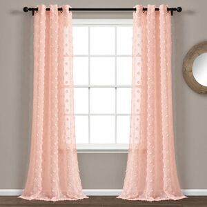 Lush Decor - Set of 2 84"x38" Textured Dot Grommet Top Sheer Wi Blush